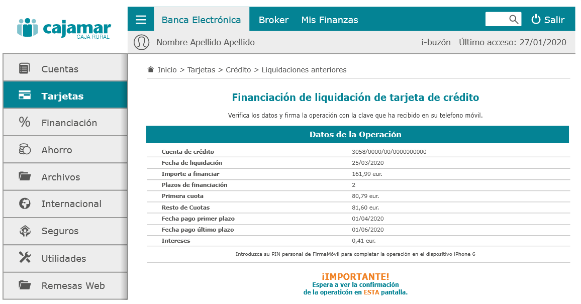 Paso 7 para aplazar el recibo de tu tarjeta de crédito