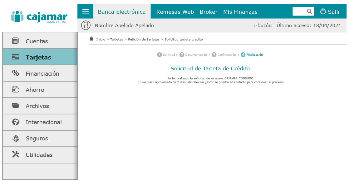 Paso 4 para la solicitud de tu tarjeta de crédito