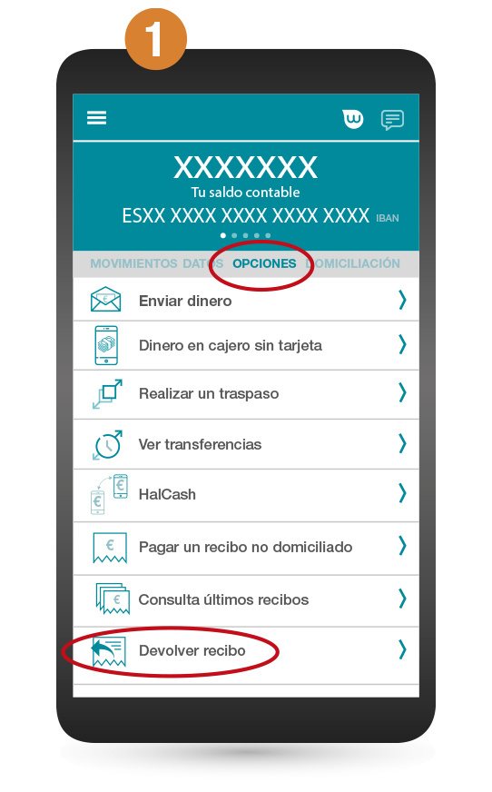 Paso 1 - Devolución de recibos desde App