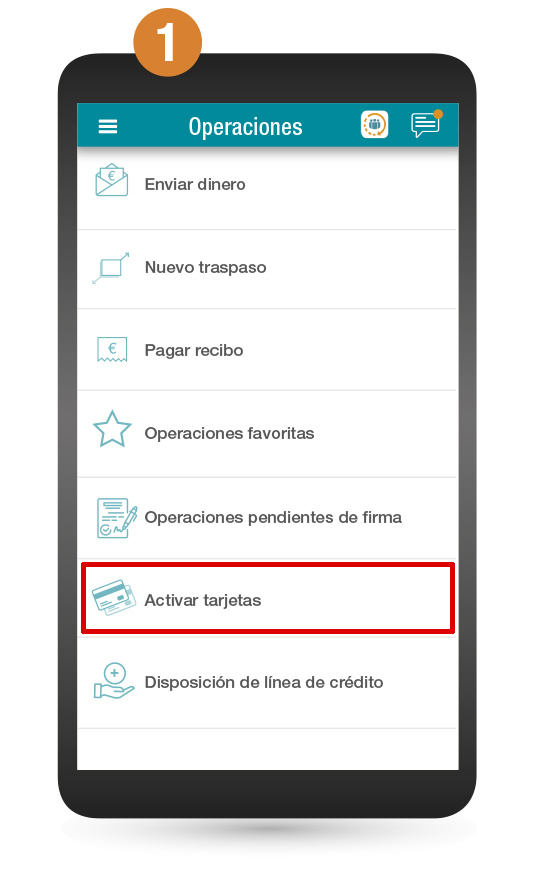 Activación tarjeta en App - Paso 1
