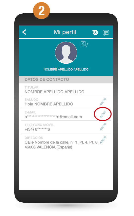 Paso 2 - Modificación de correo electrónico desde App Grupo Cajamar