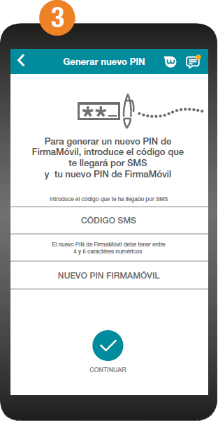 Paso 3 para restablecer tu pin de firmamovil en banca movil