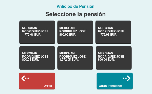 Paso 3 para anticpo pensión en cajero