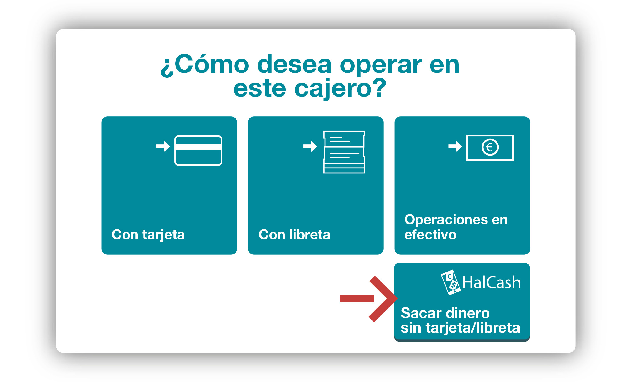 Paso 1 para HalCash en cajero